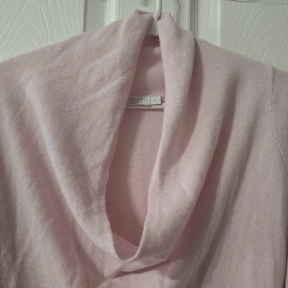 Raffi Cashmere Cowlneck Tunic Sweater in Light Pink, Lagenlook, Sz Small, EUC! - Picture 7 of 13